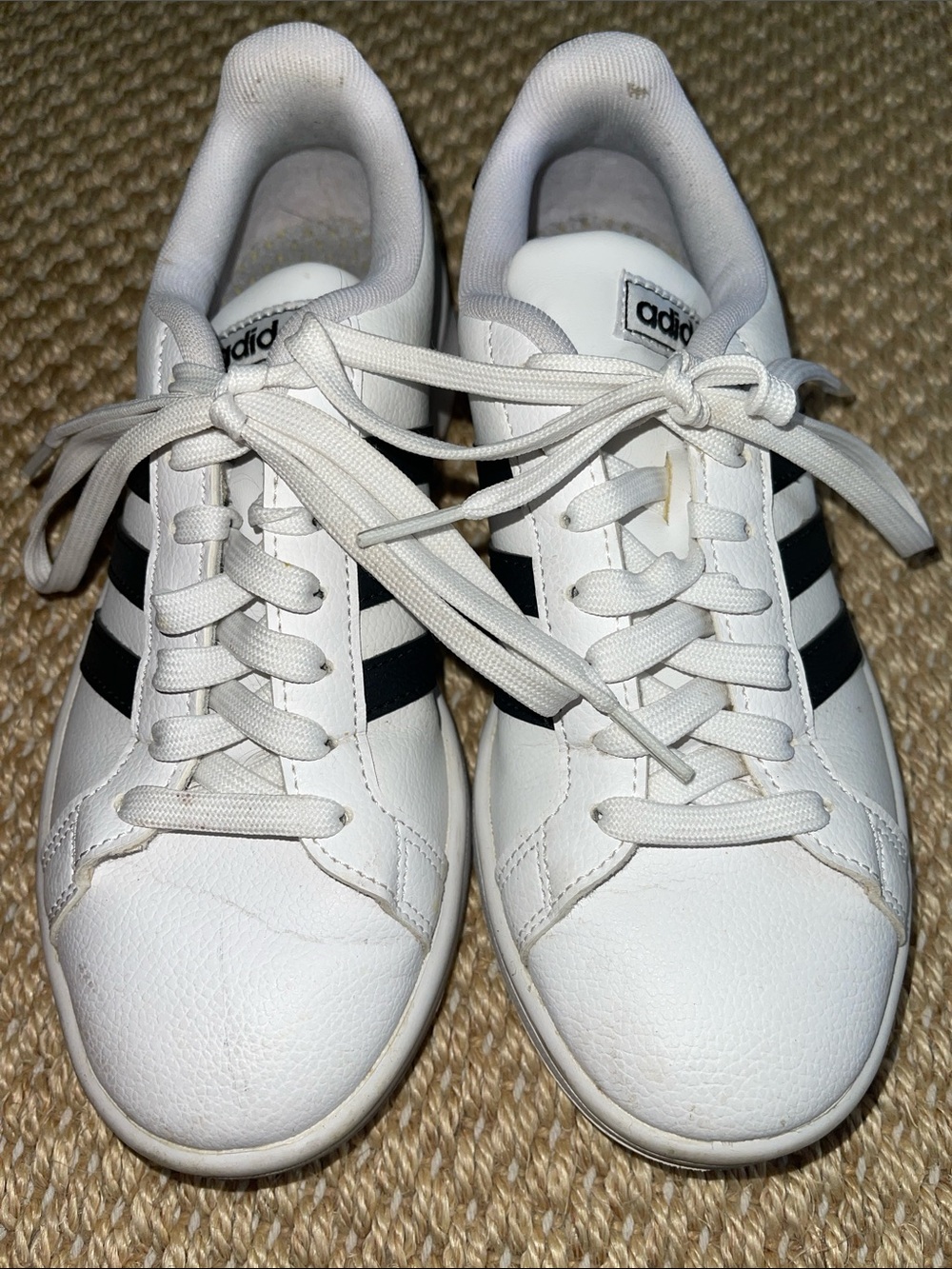 adidas White Sneakers with Black Stripes - Women